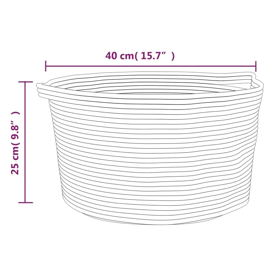 Panier de rangement beige et blanc Ø40x25 cm coton - 9