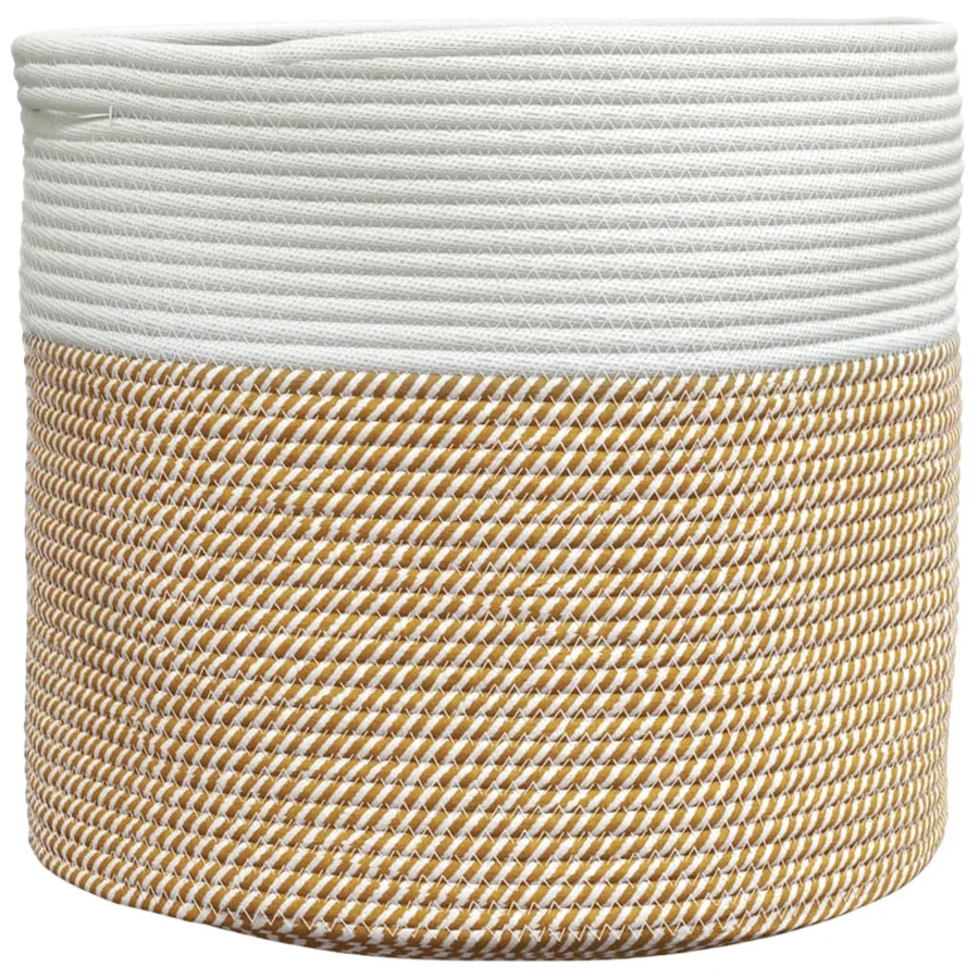 Panier de rangement marron et blanc Ø40x35 cm coton - 2
