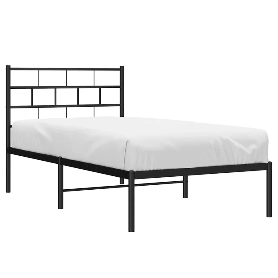Cadre de lit métal sans matelas avec tête de lit noir 100x190cm - 3