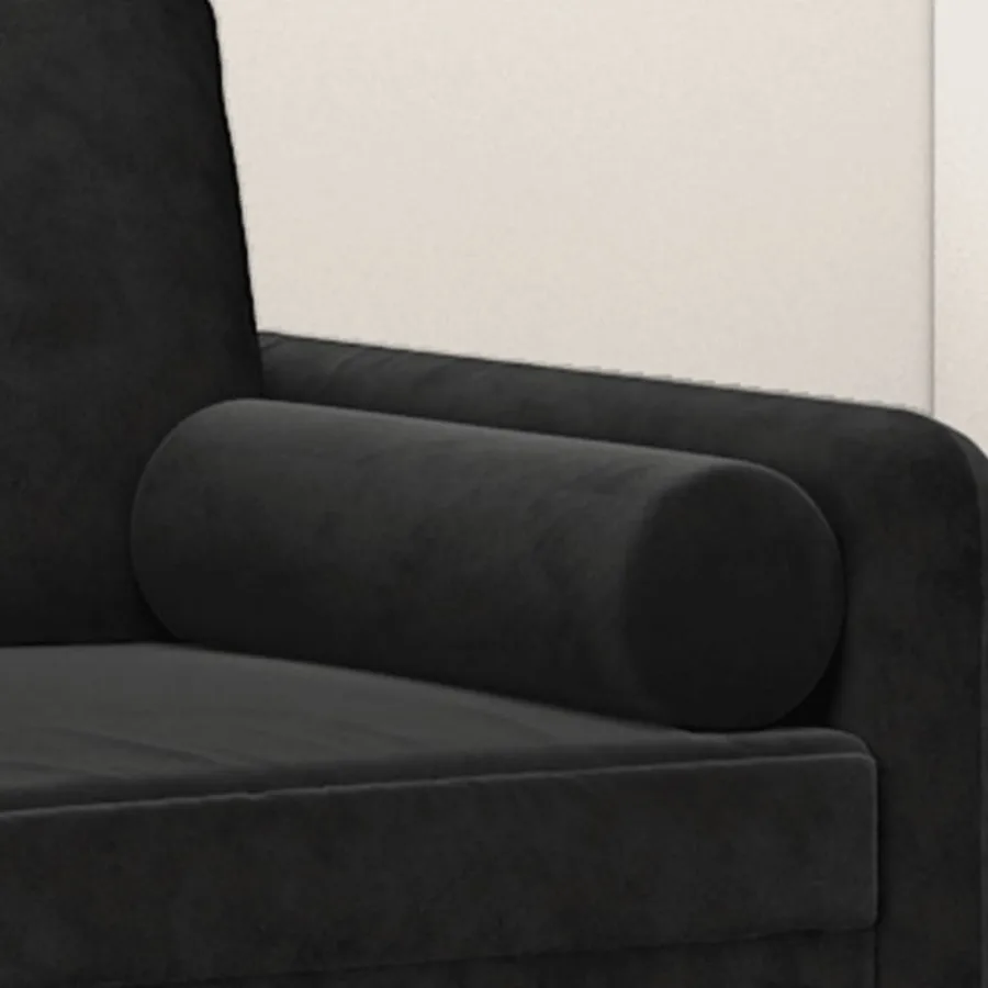 Coussins décoratifs lot de 2 Noir Ø15x50 cm Velours - 5