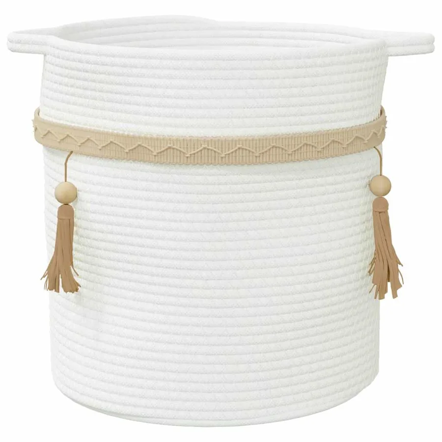 Panier de rangement blanc Ø38x36 cm coton - 4