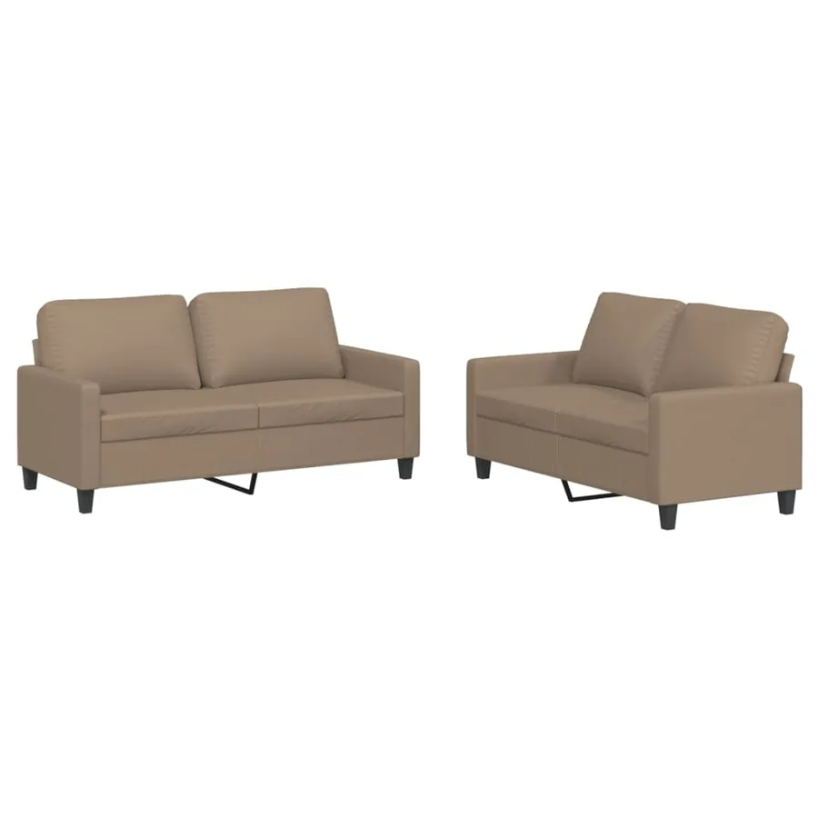 Ensemble de canapés 2 pcs avec coussins Cappuccino Similicuir - 2