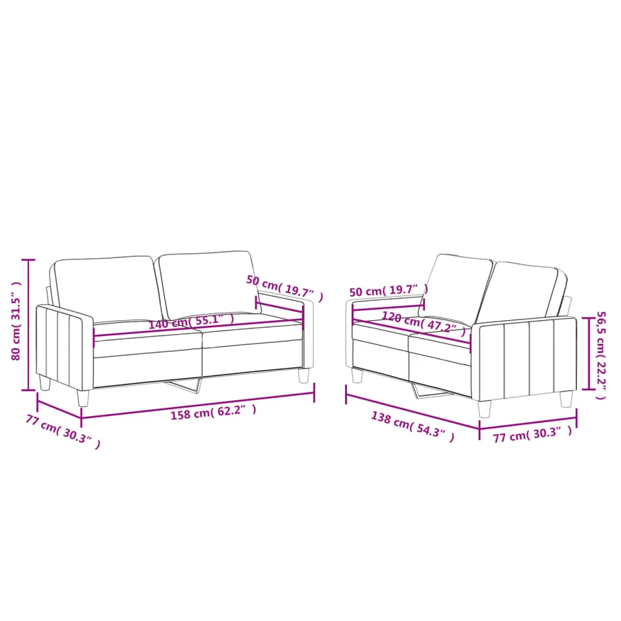 Ensemble de canapés 2 pcs avec coussins Cappuccino Similicuir - 7