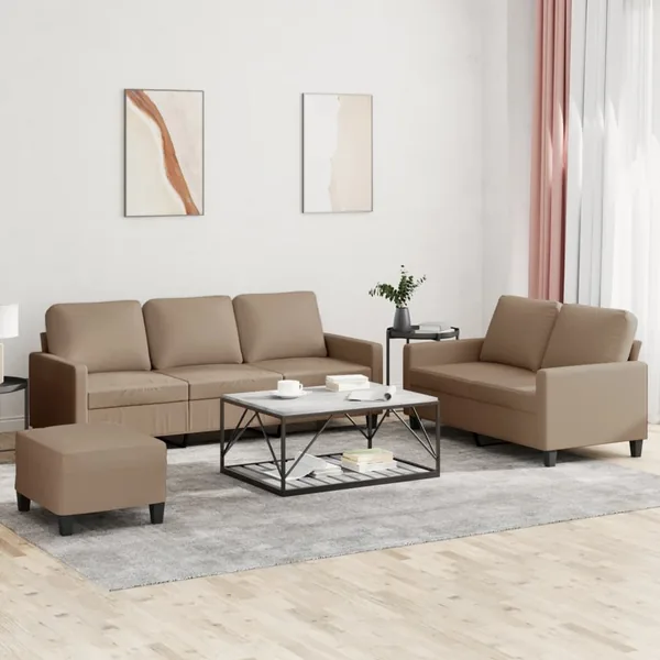Ensemble de canapés 3 pcs avec coussins Cappuccino Similicuir