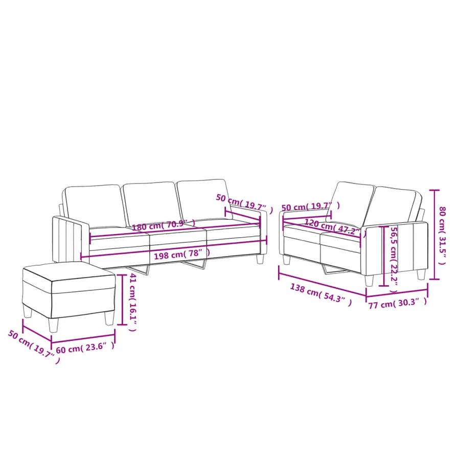 Ensemble de canapés 3 pcs avec coussins Gris Similicuir - 9