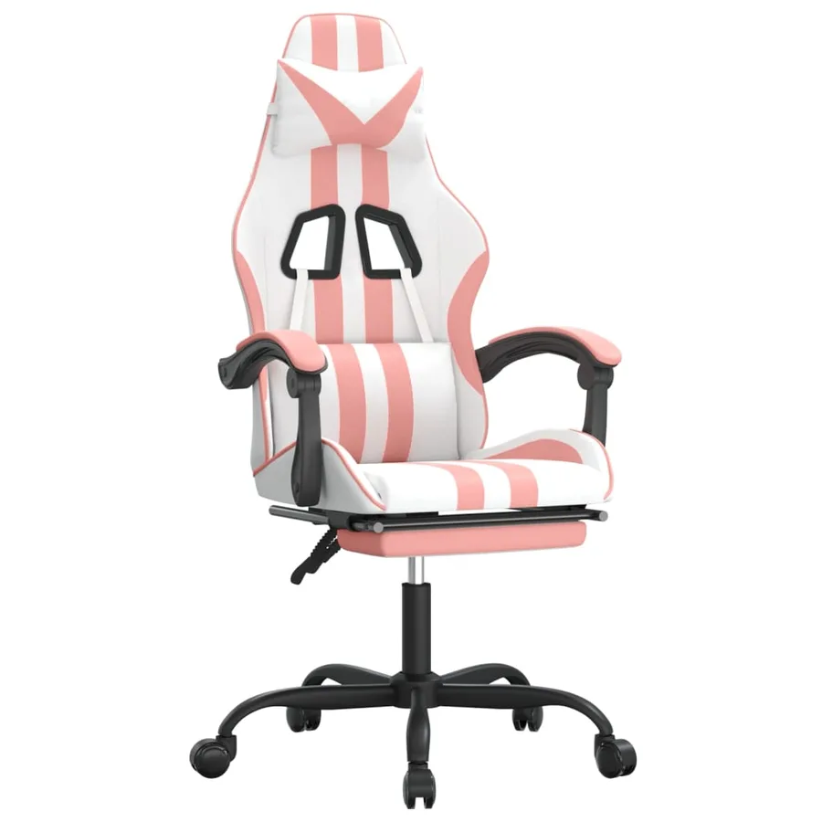 Chaise de jeu pivotante et repose-pied Blanc et rose Similicuir - 2