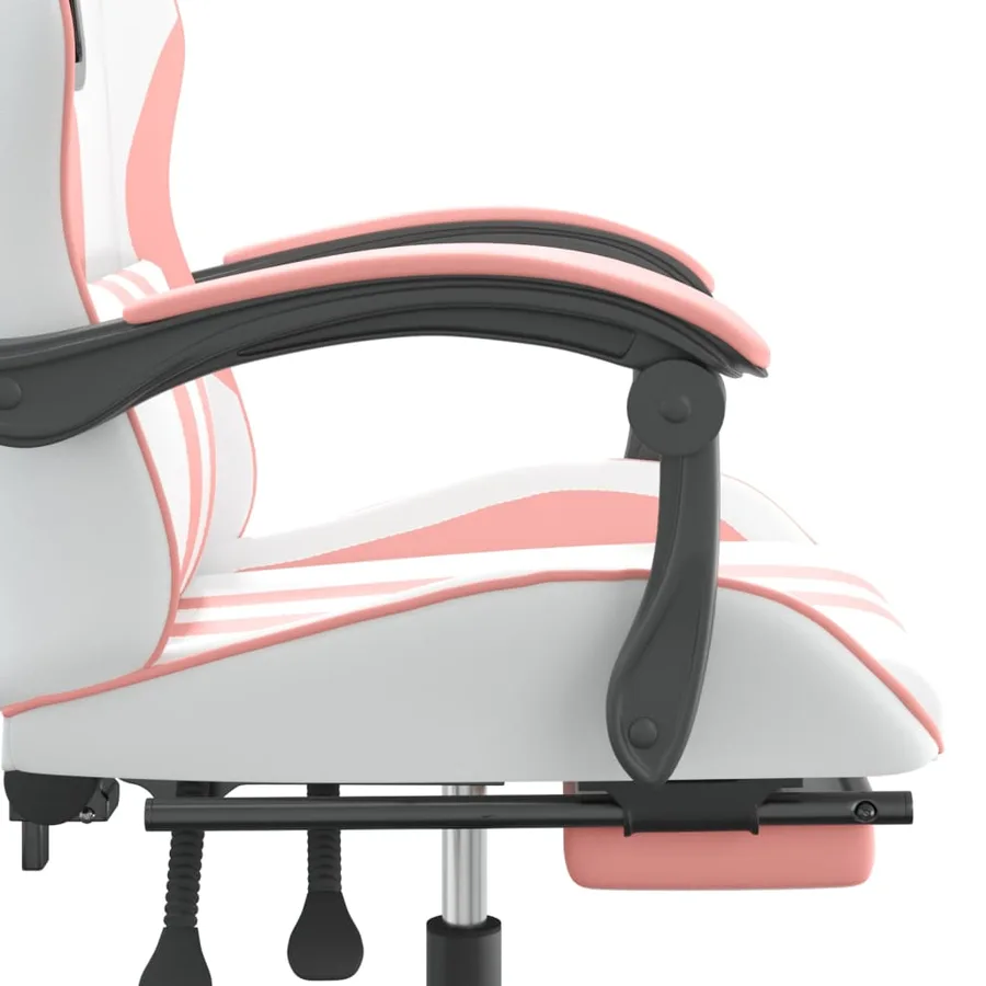 Chaise de jeu pivotante et repose-pied Blanc et rose Similicuir - 9