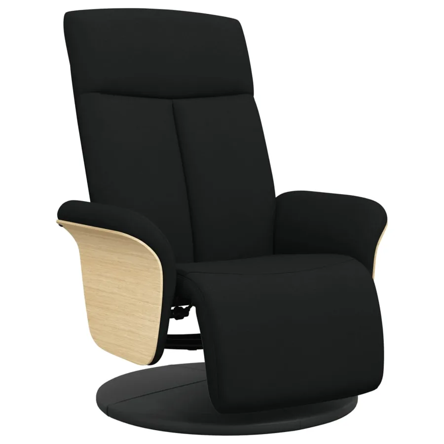 Fauteuil inclinable avec repose-pieds noir tissu - 2
