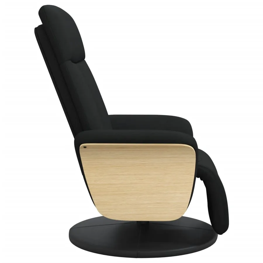 Fauteuil inclinable avec repose-pieds noir tissu - 4