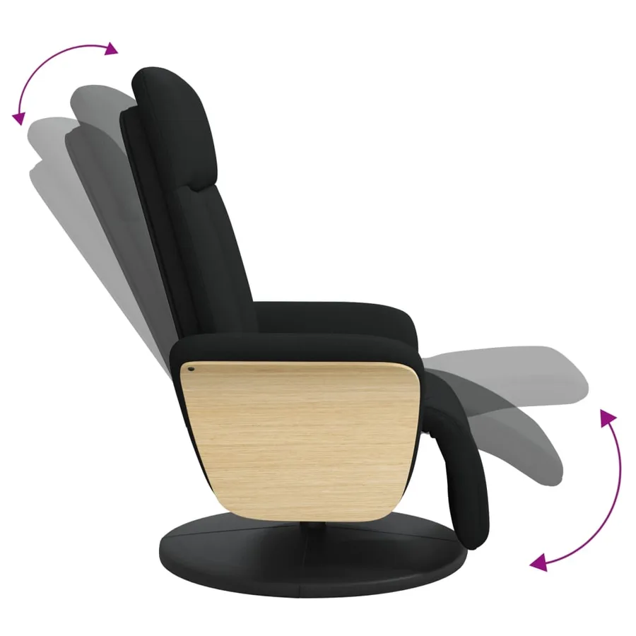 Fauteuil inclinable avec repose-pieds noir tissu - 7