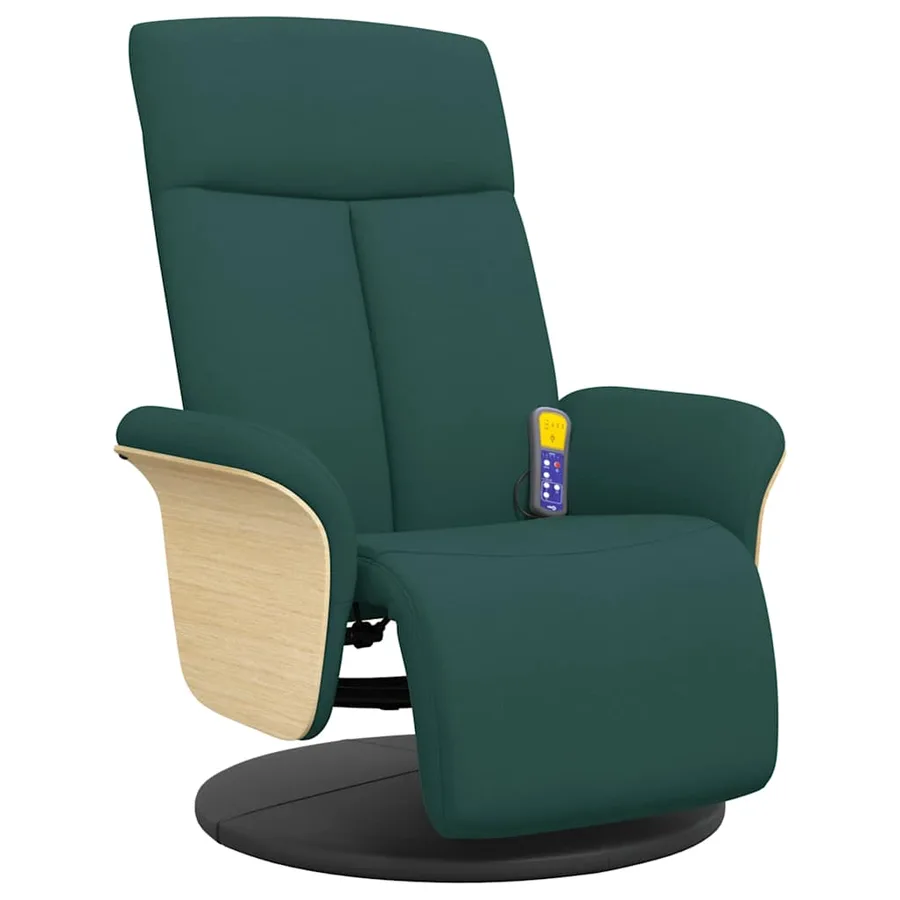 Fauteuil inclinable de massage et repose-pieds vert foncé tissu - 3