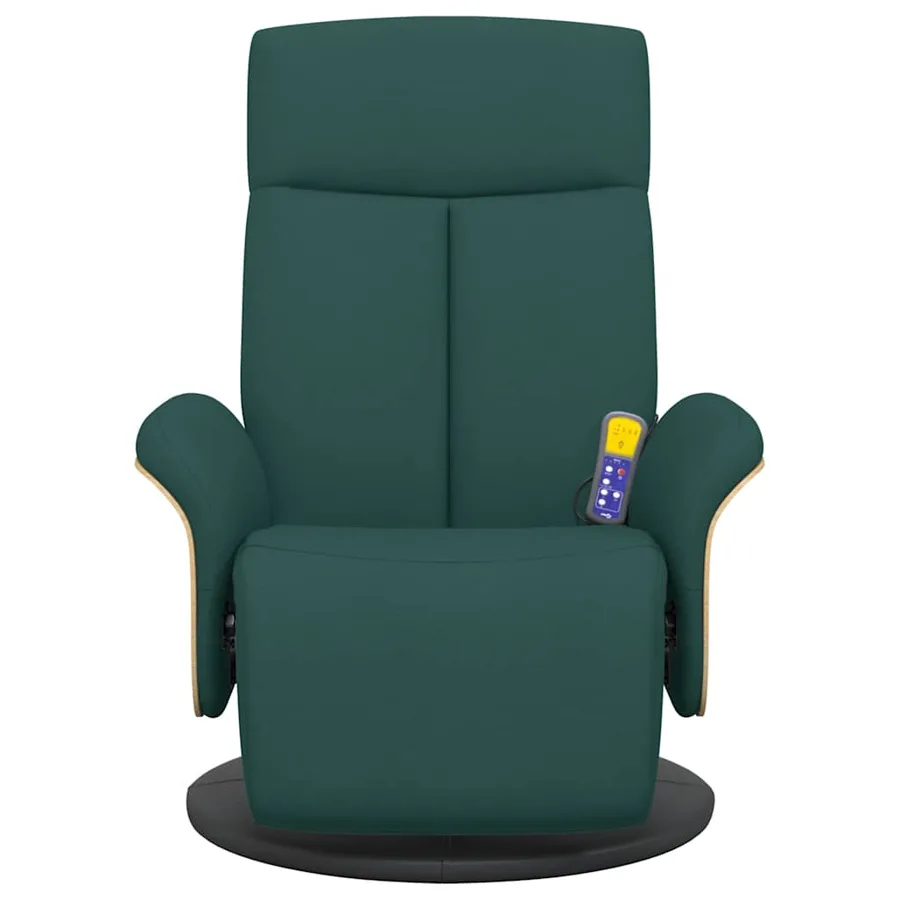 Fauteuil inclinable de massage et repose-pieds vert foncé tissu - 4