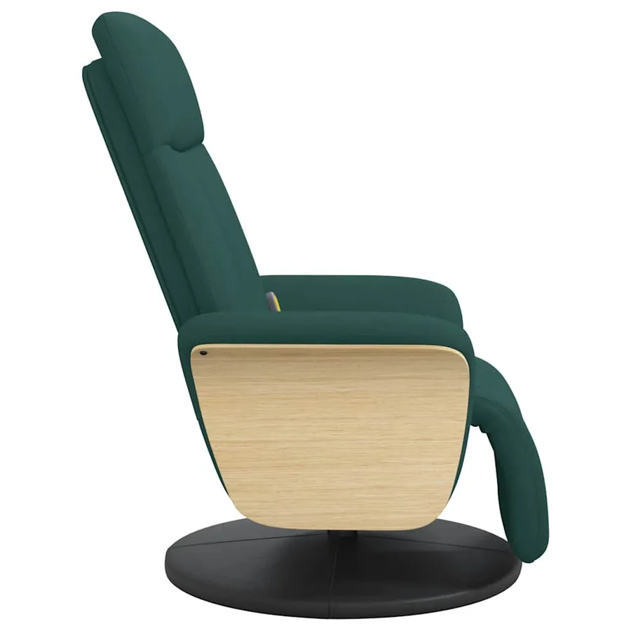 Fauteuil inclinable de massage et repose-pieds vert foncé tissu - 5