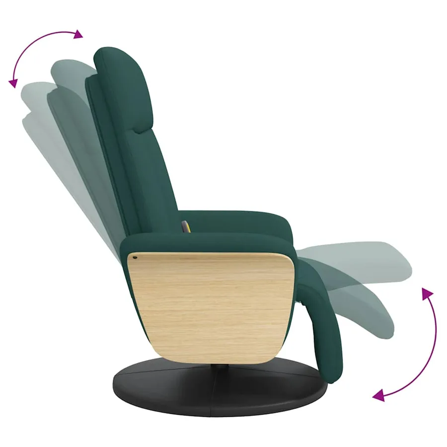Fauteuil inclinable de massage et repose-pieds vert foncé tissu - 7