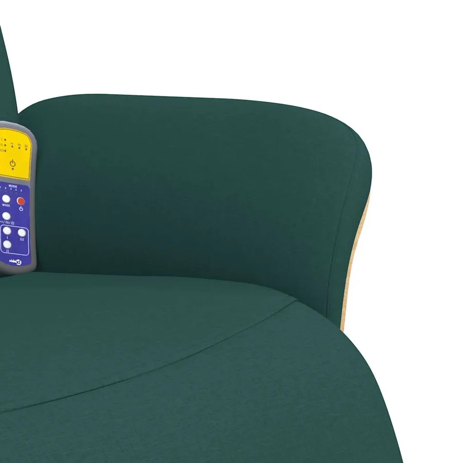 Fauteuil inclinable de massage et repose-pieds vert foncé tissu - 8