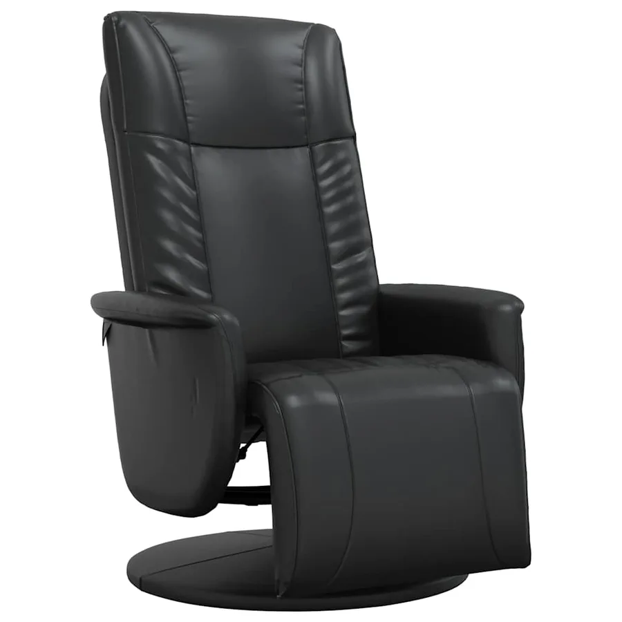 Fauteuil inclinable avec repose-pieds noir similicuir - 2