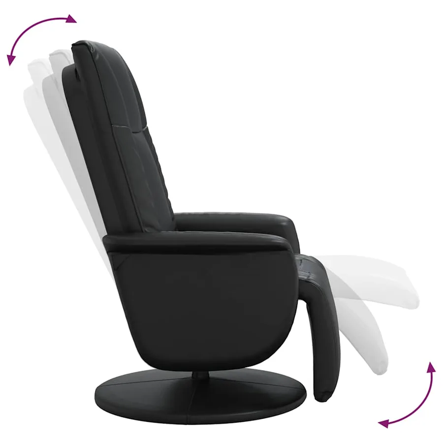 Fauteuil inclinable avec repose-pieds noir similicuir - 6