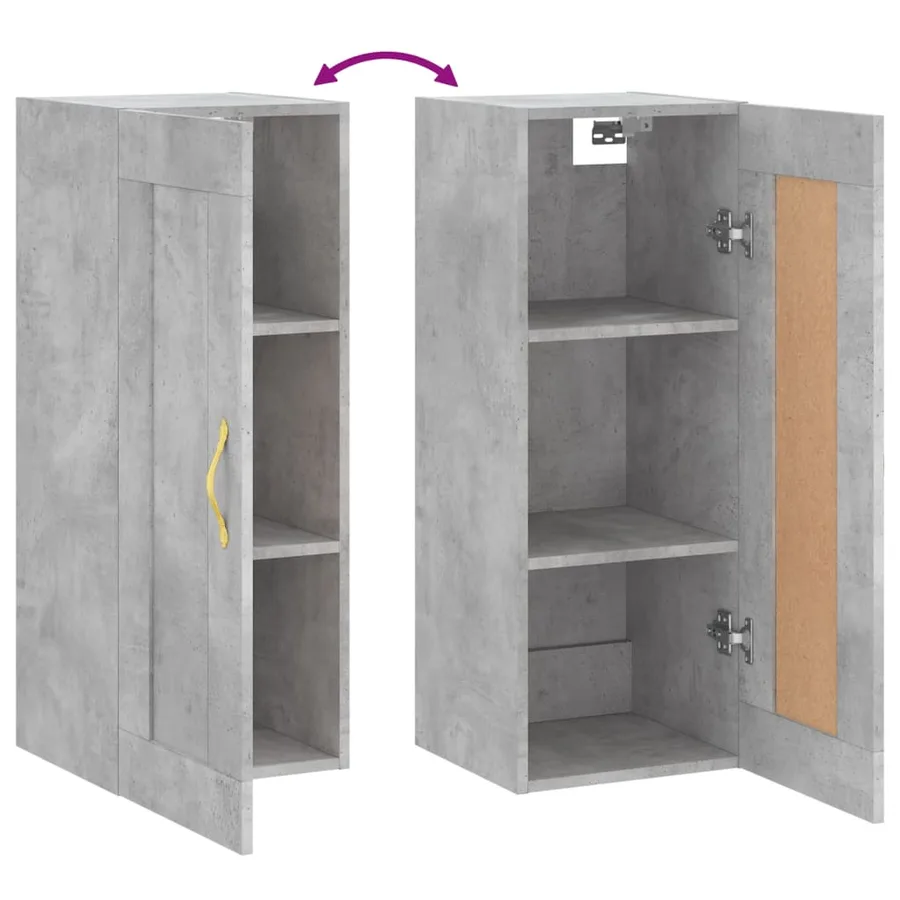 Armoire murale gris béton 34,5x34x90 cm bois d'ingénierie - 9