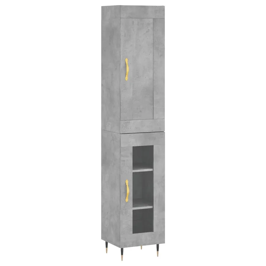 Buffet haut Gris béton 34,5x34x180 cm Bois d'ingénierie - 2