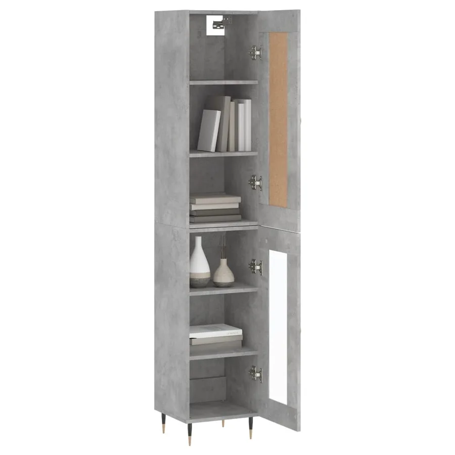 Buffet haut Gris béton 34,5x34x180 cm Bois d'ingénierie - 3