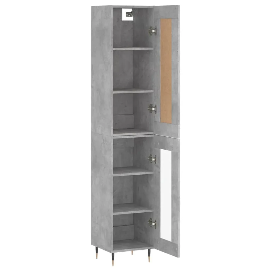 Buffet haut Gris béton 34,5x34x180 cm Bois d'ingénierie - 4