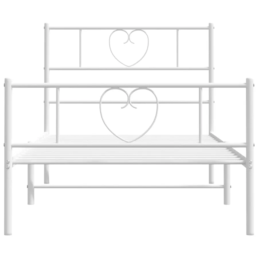 Cadre de lit métal sans matelas avec pied de lit blanc 90x190cm - 4