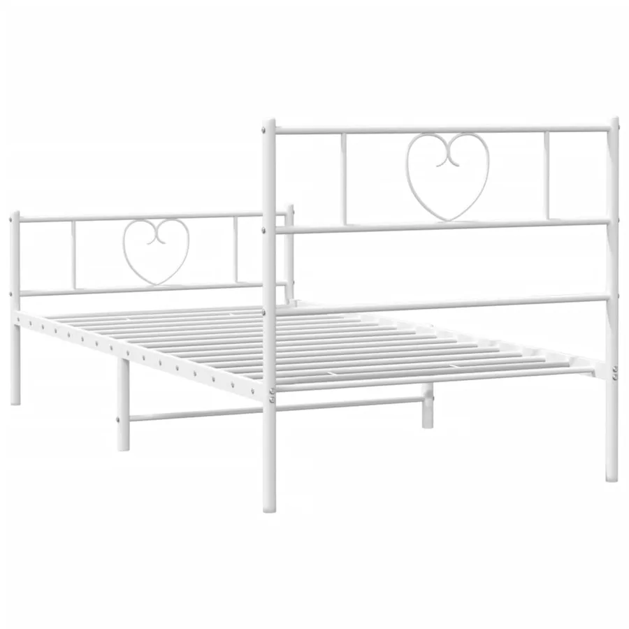 Cadre de lit métal sans matelas avec pied de lit blanc 90x190cm - 7