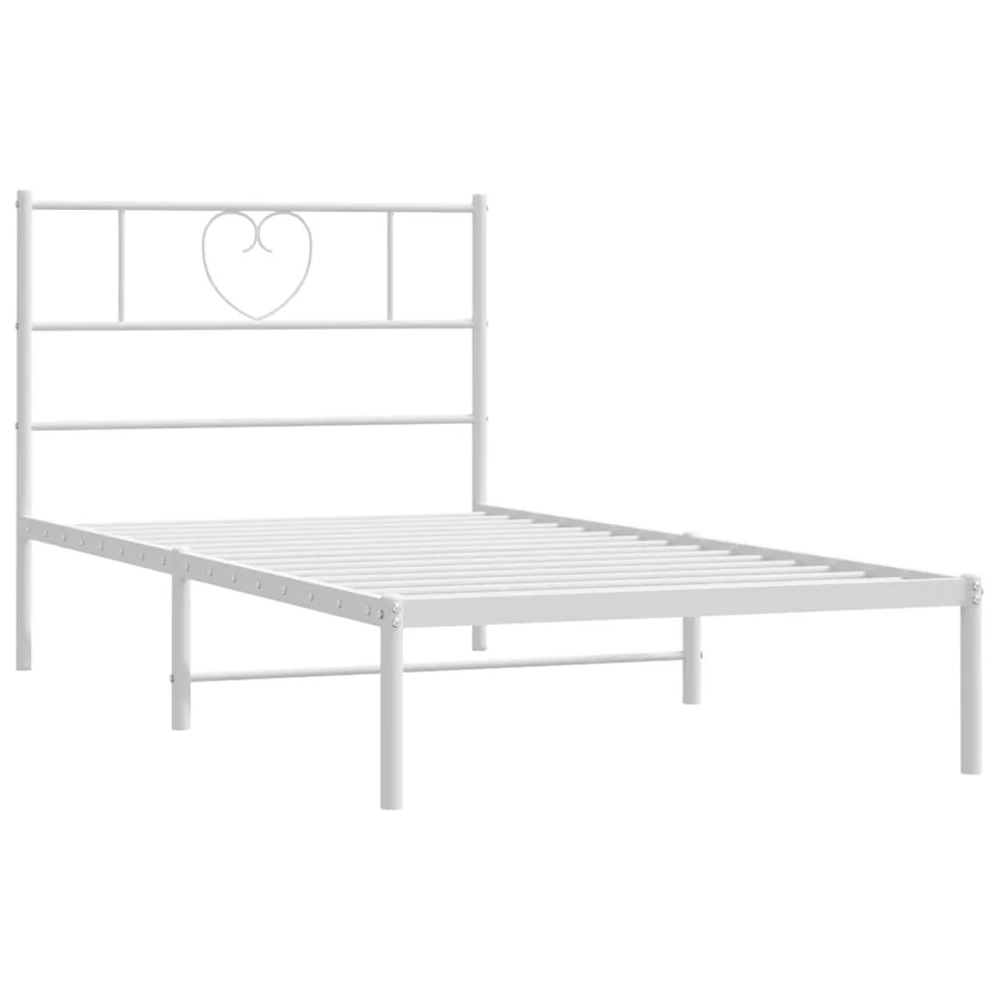 Cadre de lit métal sans matelas avec tête de lit blanc 80x200cm - 5