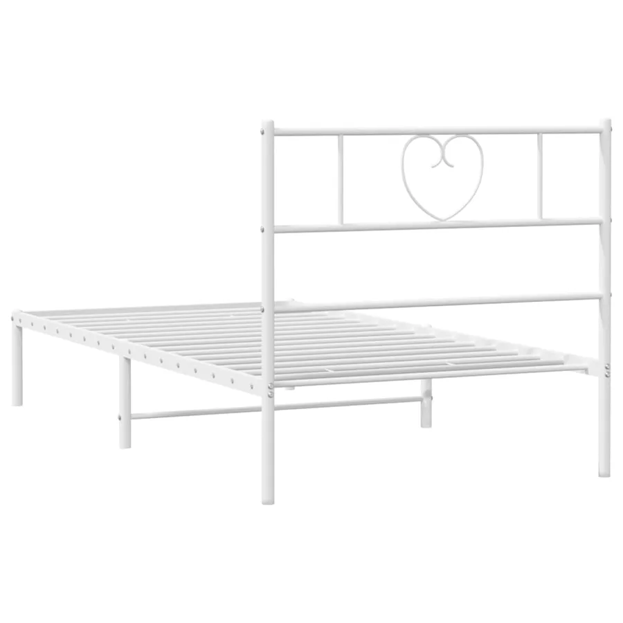 Cadre de lit métal sans matelas avec tête de lit blanc 80x200cm - 7