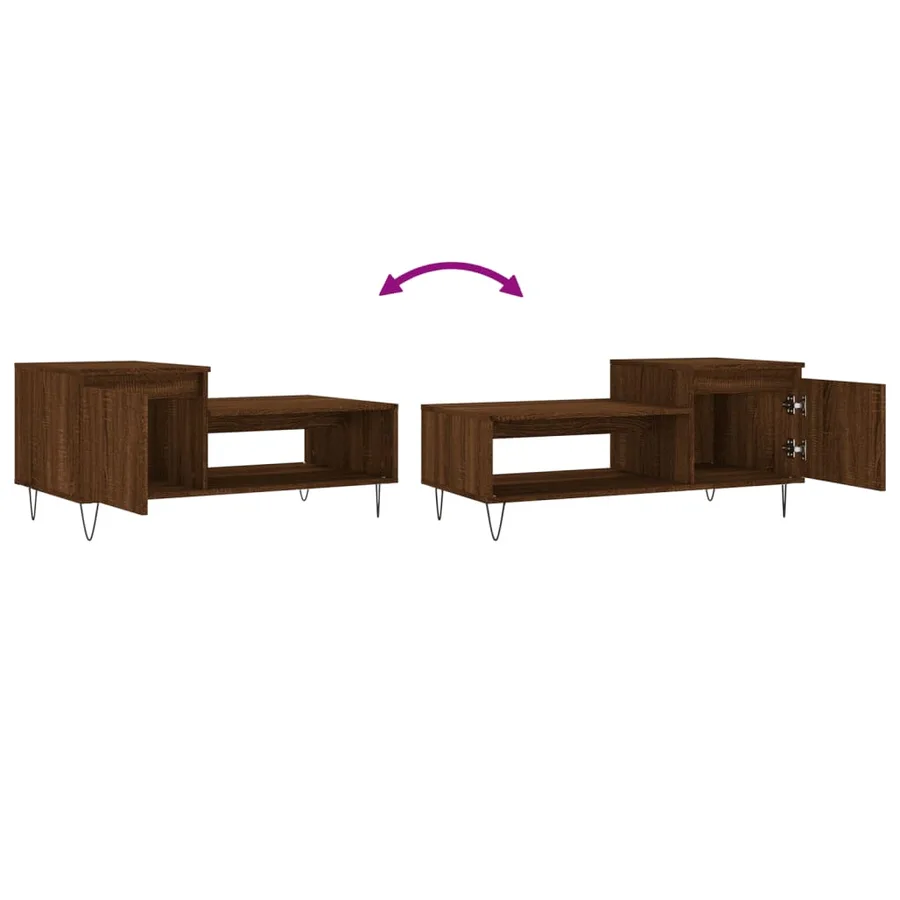 Table basse Chêne marron 100x50x45 cm Bois d'ingénierie - 9