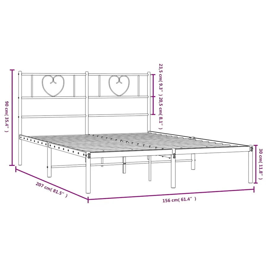 Cadre de lit métal sans matelas avec tête de lit noir 150x200cm - 10