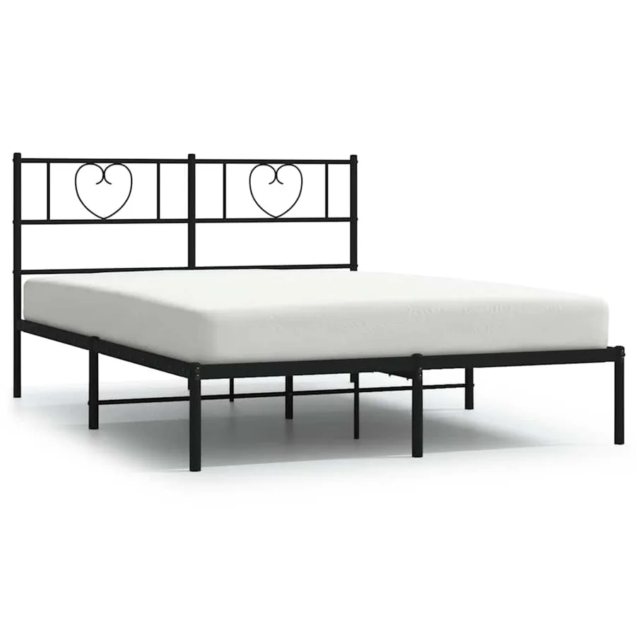 Cadre de lit métal sans matelas avec tête de lit noir 150x200cm - 2