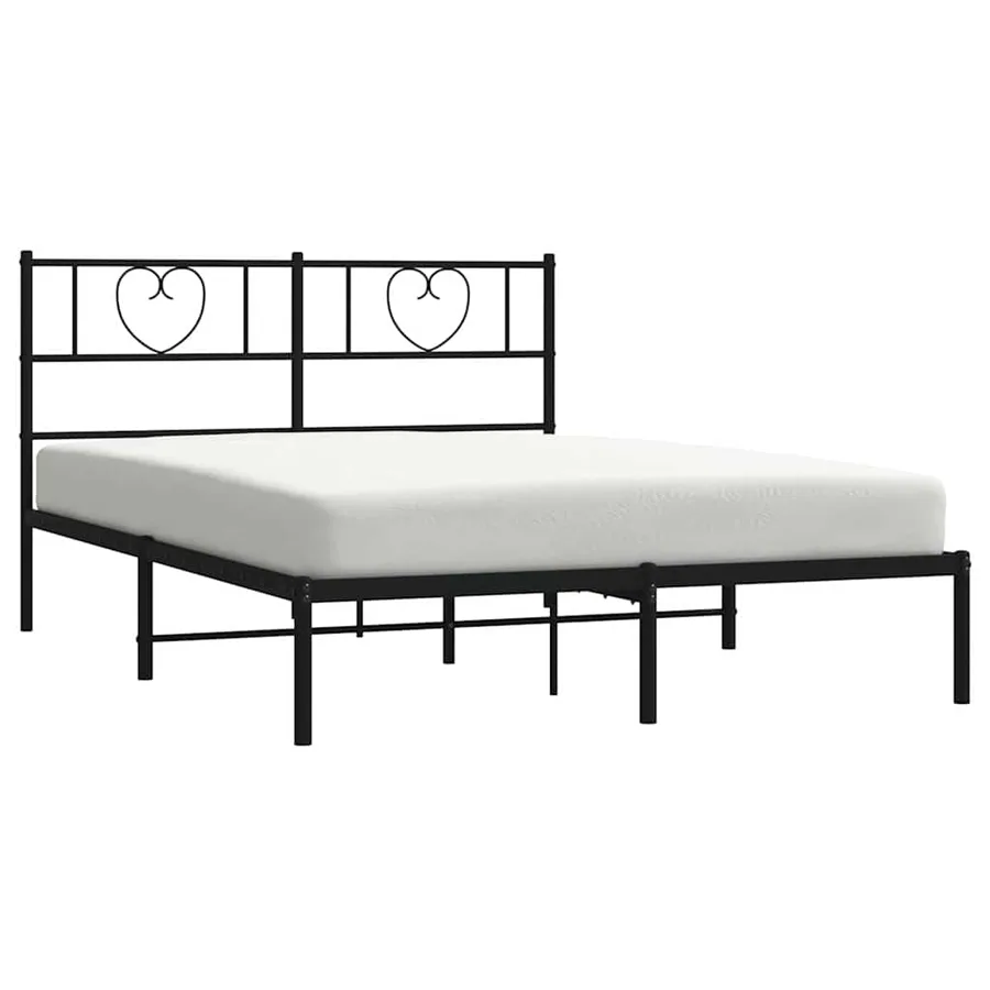 Cadre de lit métal sans matelas avec tête de lit noir 150x200cm - 3