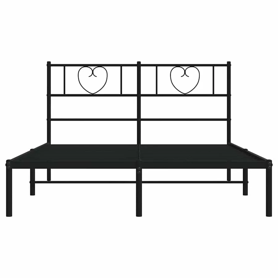 Cadre de lit métal sans matelas avec tête de lit noir 150x200cm - 6