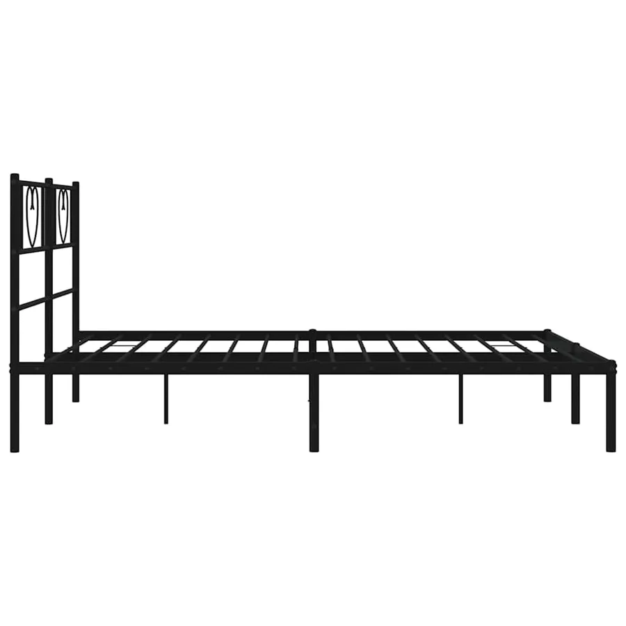 Cadre de lit métal sans matelas avec tête de lit noir 150x200cm - 7