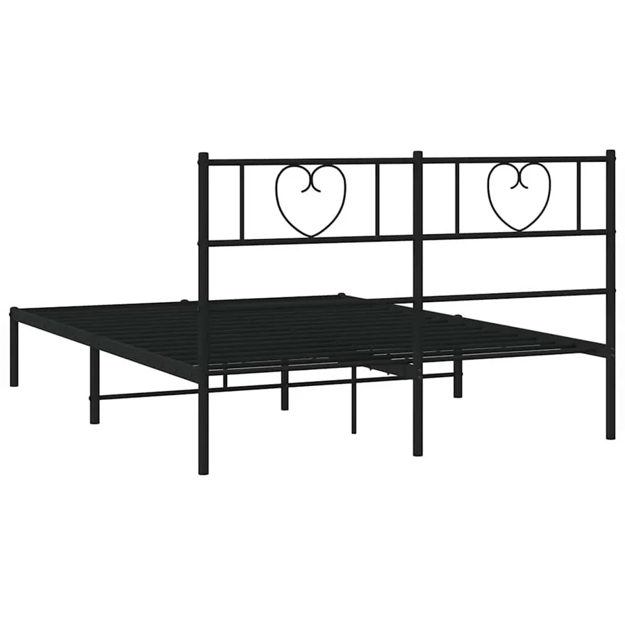 Cadre de lit métal sans matelas avec tête de lit noir 150x200cm - 8
