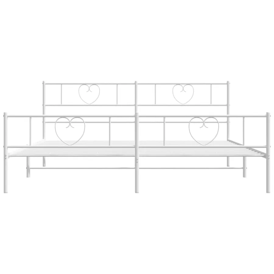 Cadre de lit métal sans matelas et pied de lit blanc 180x200 cm - 4