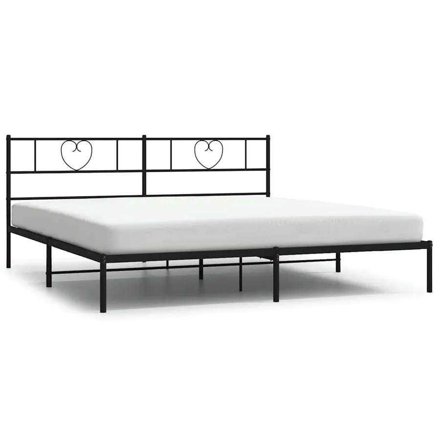 Cadre de lit métal sans matelas et tête de lit noir 180x200 cm - 2