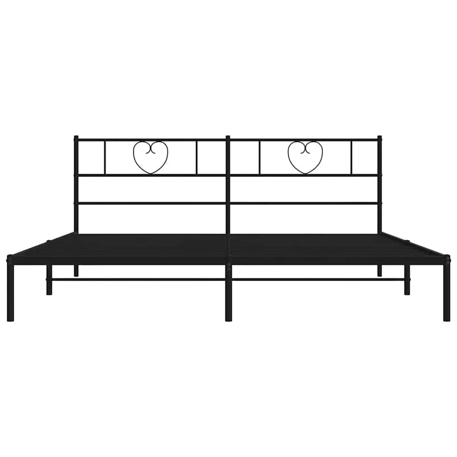 Cadre de lit métal sans matelas et tête de lit noir 180x200 cm - 5