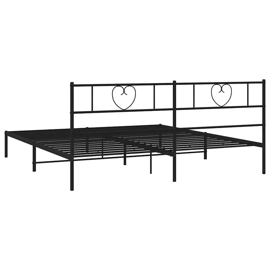 Cadre de lit métal sans matelas et tête de lit noir 180x200 cm - 7