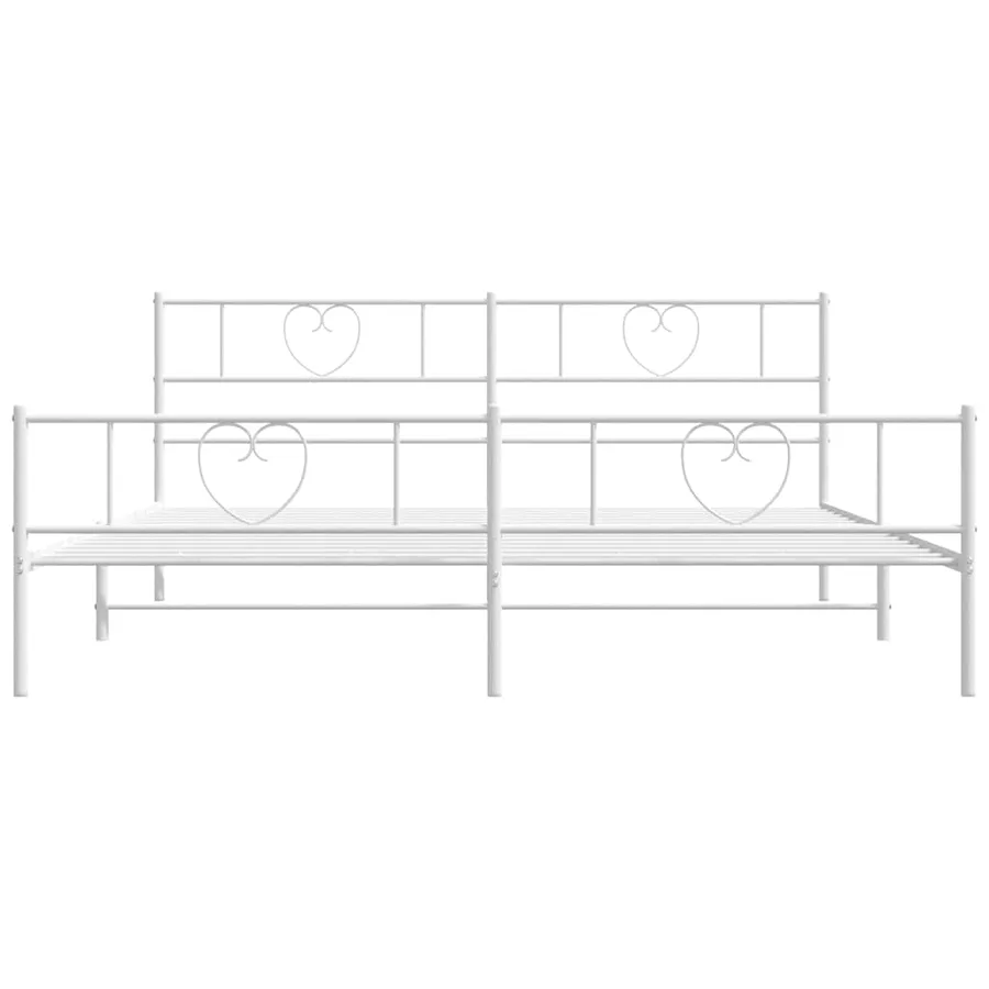 Cadre de lit métal sans matelas et pied de lit blanc 193x203 cm - 5
