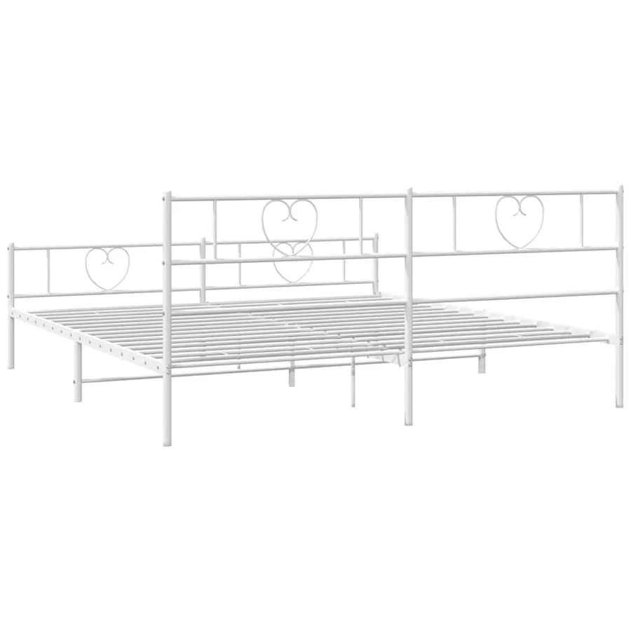 Cadre de lit métal sans matelas et pied de lit blanc 193x203 cm - 8