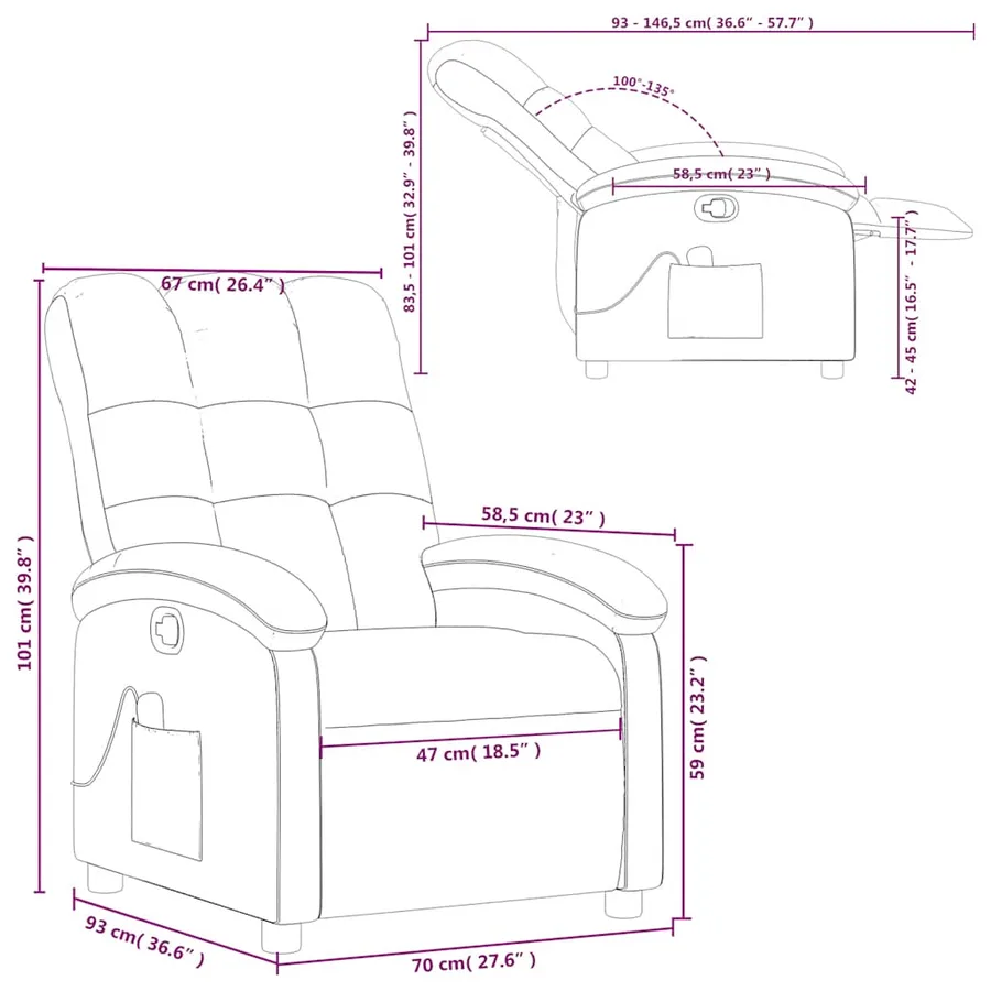 Fauteuil de massage inclinable Vert foncé Tissu - 14