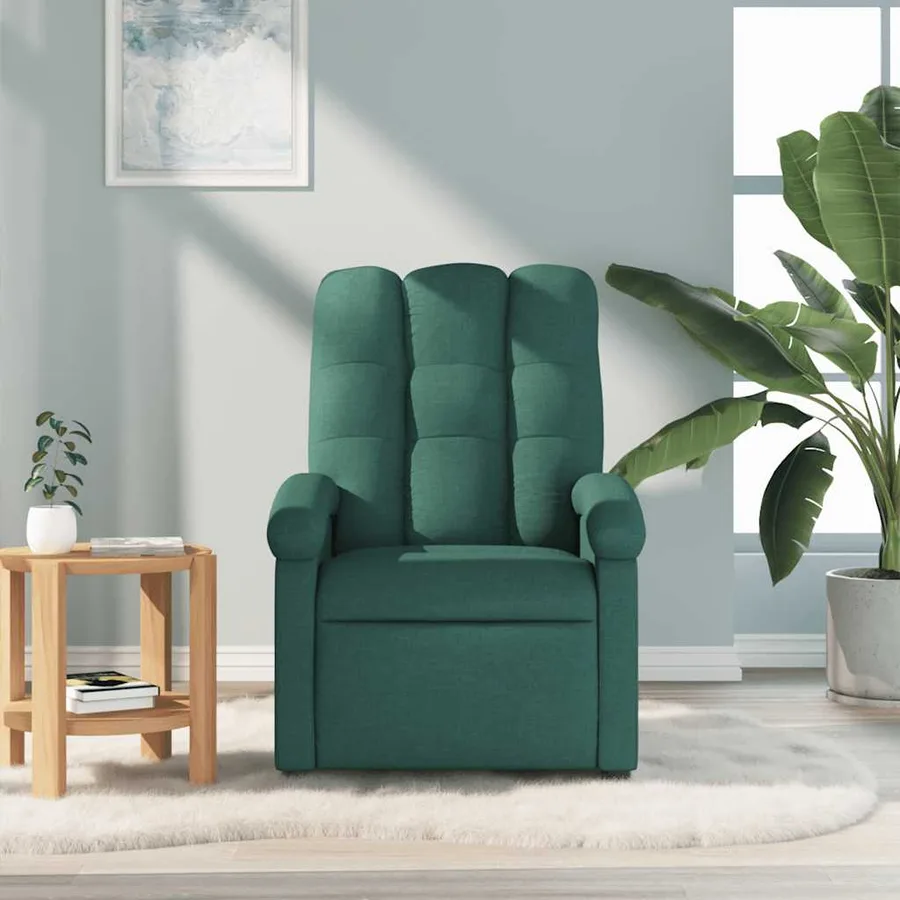 Fauteuil de massage inclinable Vert foncé Tissu - 3