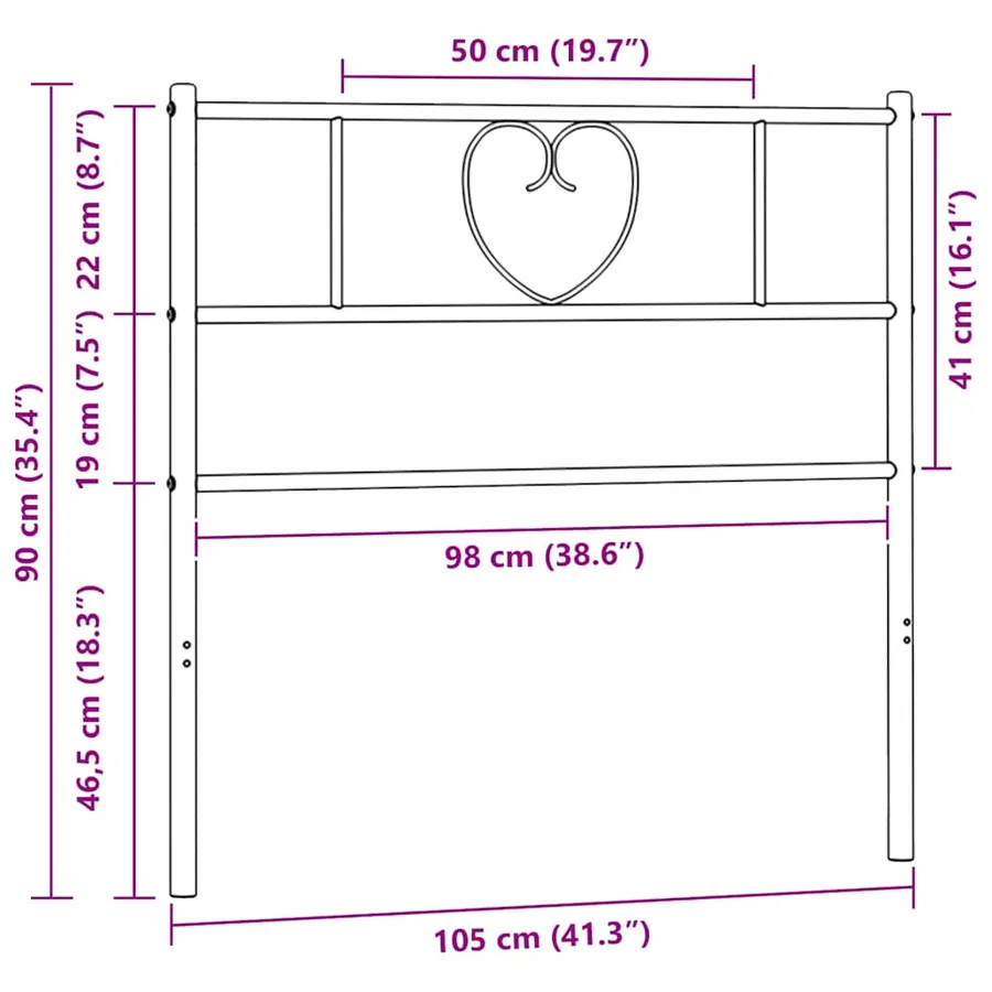 Tête de lit de remplacement métal noir 100 cm - 7