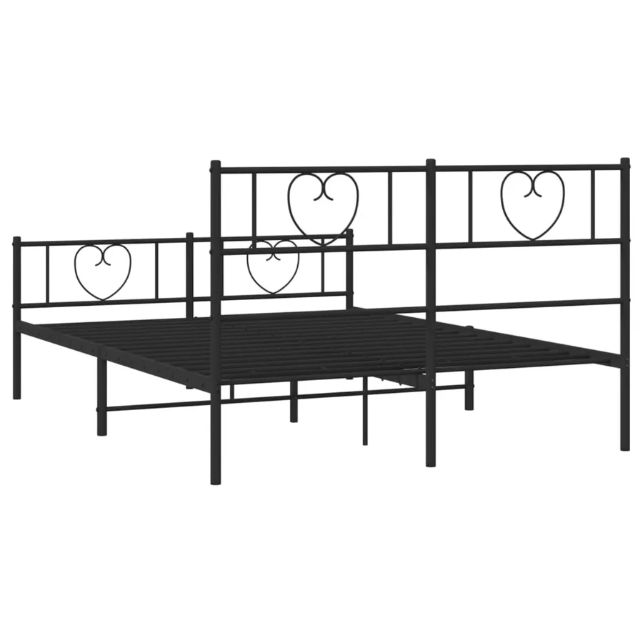 Cadre de lit métal sans matelas avec pied de lit noir 160x200cm - 7