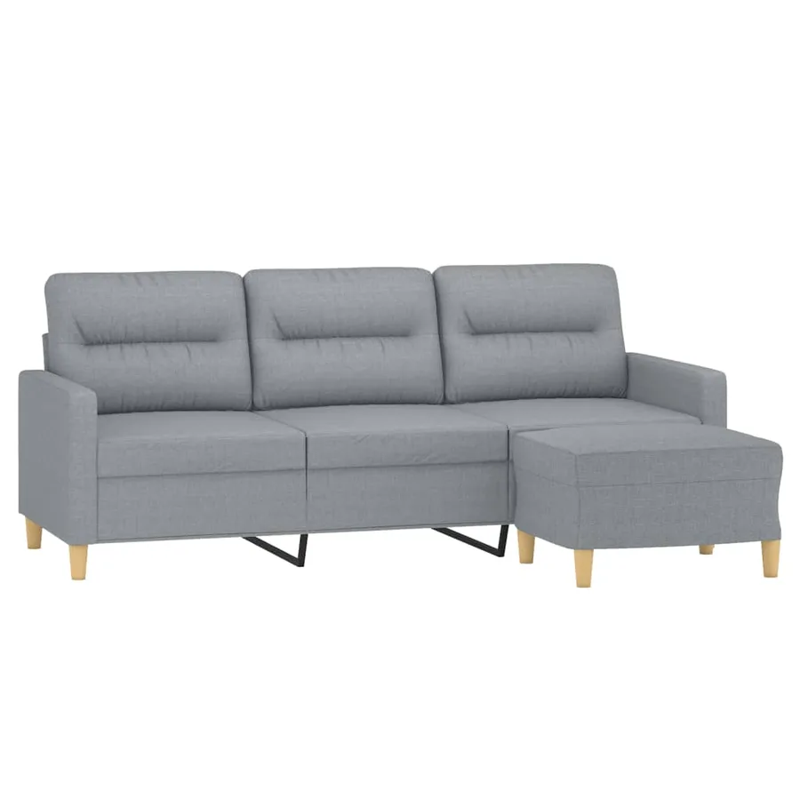 Canapé à 3 places avec repose-pieds Gris clair 180 cm Tissu - 3