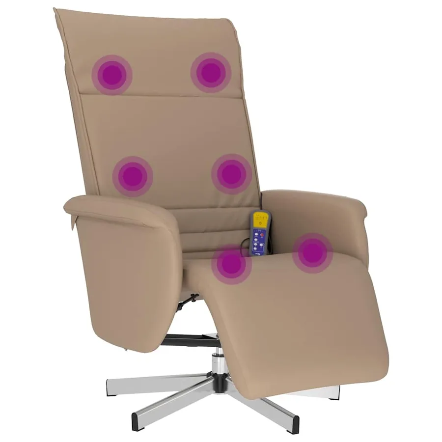 Fauteuil inclinable de massage repose-pieds cappuccino - 2