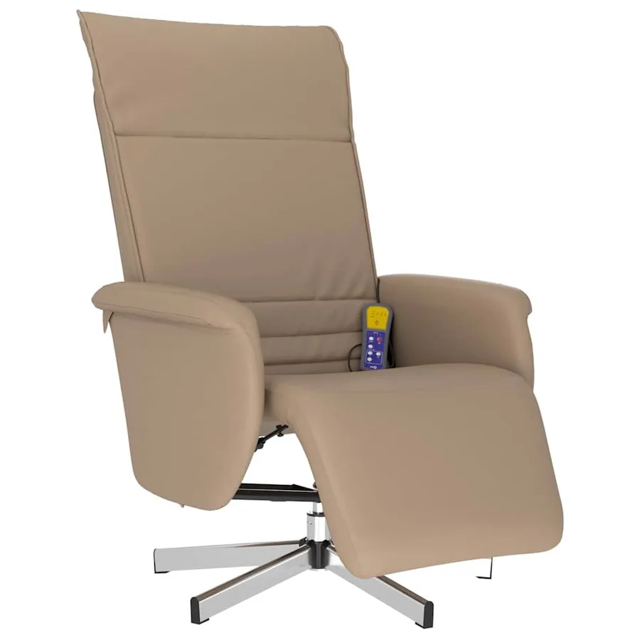 Fauteuil inclinable de massage repose-pieds cappuccino - 3