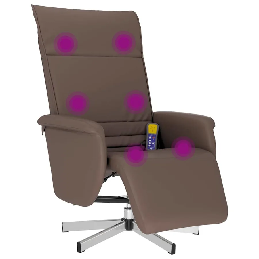 Fauteuil inclinable de massage repose-pieds marron similicuir - 2